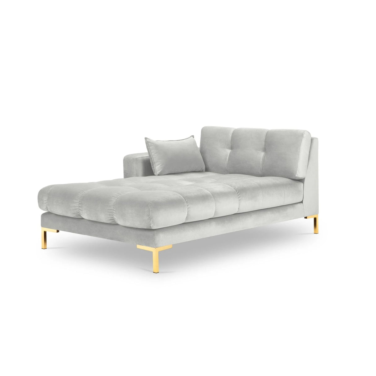 Mamaia 2-Sitzer Chaiselongue Linke Seite, Beine Goldmetall, mit Bezug aus Samt (Blu03) in Silber, 185x102 cm – Bild 1