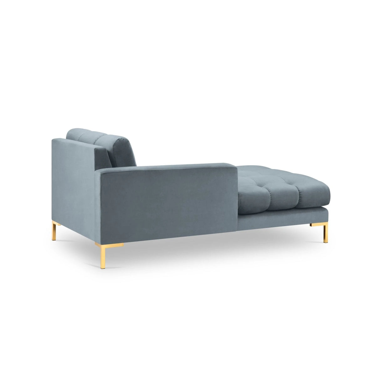 Mamaia 2-Sitzer Chaiselongue Linke Seite, Beine Goldmetall, mit Bezug aus Samt (Blu06) in Hellblau, 185x102 cm – Bild 4