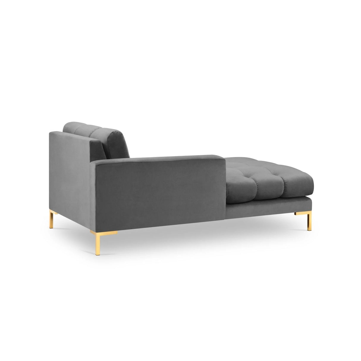 Mamaia 2-Sitzer Chaiselongue Linke Seite, Beine Goldmetall, mit Bezug aus Samt (Blu13) in Hellgrau, 185x102 cm – Bild 4