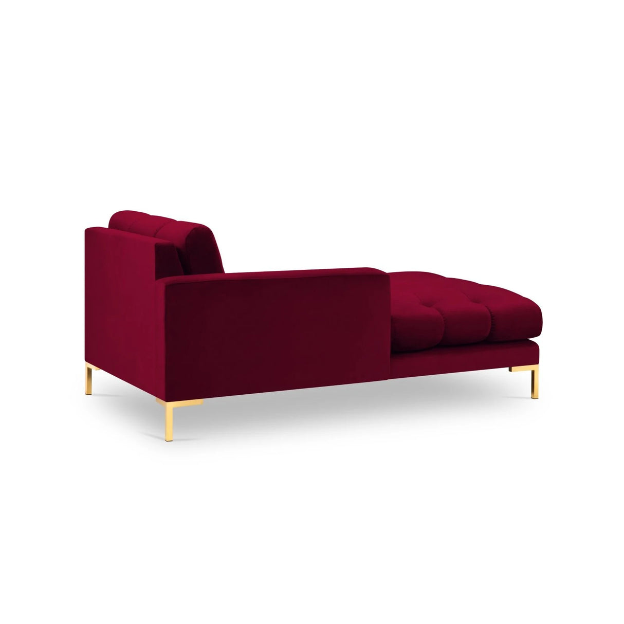 Mamaia 2-Sitzer Chaiselongue Linke Seite, Beine Goldmetall, mit Bezug aus Samt (Blu59) in Rot, 185x102 cm – Bild 4