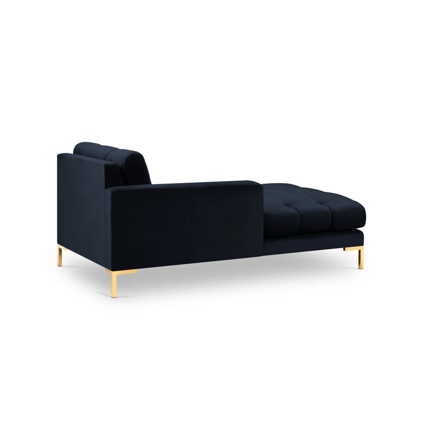 Mamaia 2-Sitzer Chaiselongue Linke Seite, Beine Goldmetall, mit Bezug aus Samt (Blu89) in Dunkelblau, 185x102 cm – Bild 4