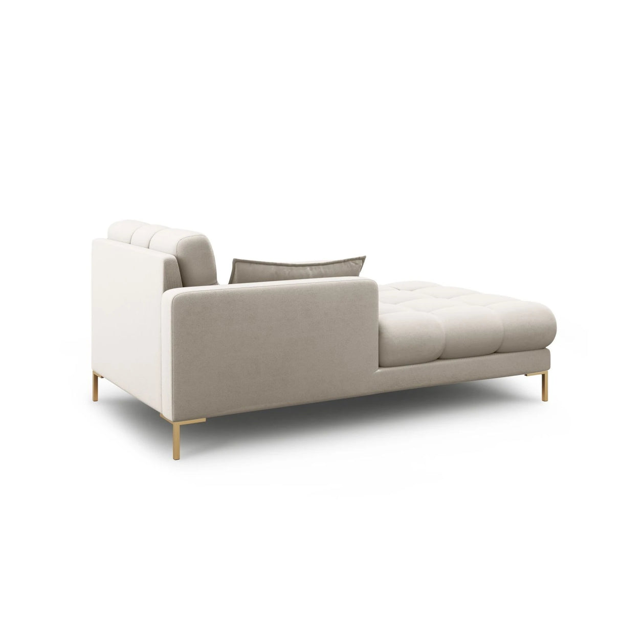 Mamaia 2-Sitzer Chaiselongue Linke Seite, Beine Goldmetall, mit Bezug aus Strukturierter Stoff (Nev04) in Beige, 185x102 cm – Bild 3