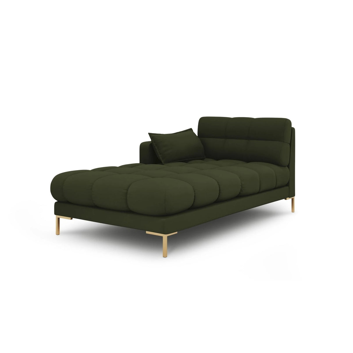 Mamaia 2-Sitzer Chaiselongue Linke Seite, Beine Goldmetall, mit Bezug aus Strukturierter Stoff (Nev39) in Grün, 185x102 cm – Bild 1