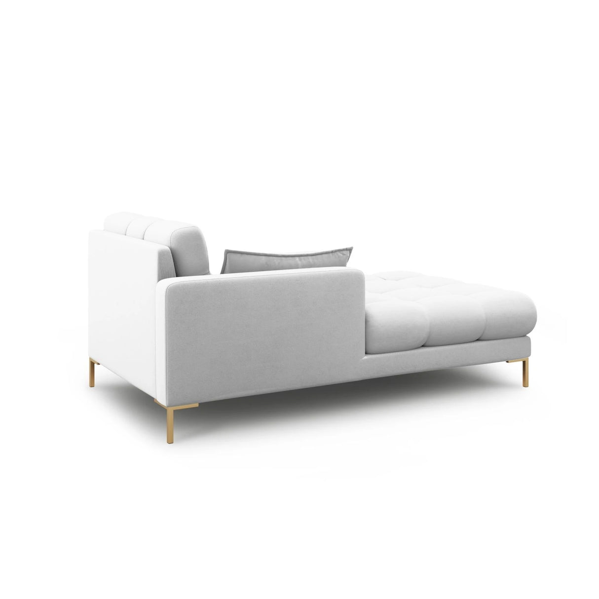 Mamaia 2-Sitzer Chaiselongue Linke Seite, Beine Goldmetall, mit Bezug aus Strukturierter Stoff (Nev80) in Hellgrau, 185x102 cm – Bild 3