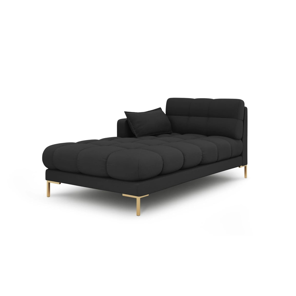 Mamaia 2-Sitzer Chaiselongue Linke Seite, Beine Goldmetall, mit Bezug aus Strukturierter Stoff (Nev97) in Dunkelgrau, 185x102 cm – Bild 1