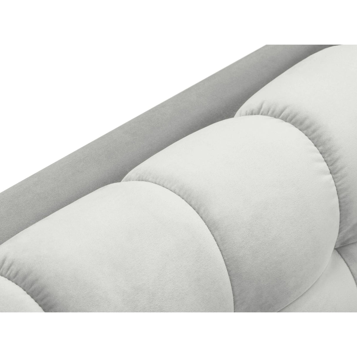 Mamaia 2-Sitzer Chaiselongue Linke Seite, Metallbeine Schwarz, mit Bezug aus Samt (Blu03) in Silber, 185x102 cm – Bild 6