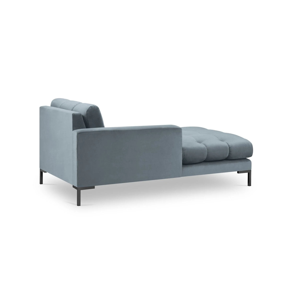 Mamaia 2-Sitzer Chaiselongue Linke Seite, Metallbeine Schwarz, mit Bezug aus Samt (Blu06) in Hellblau, 185x102 cm – Bild 4