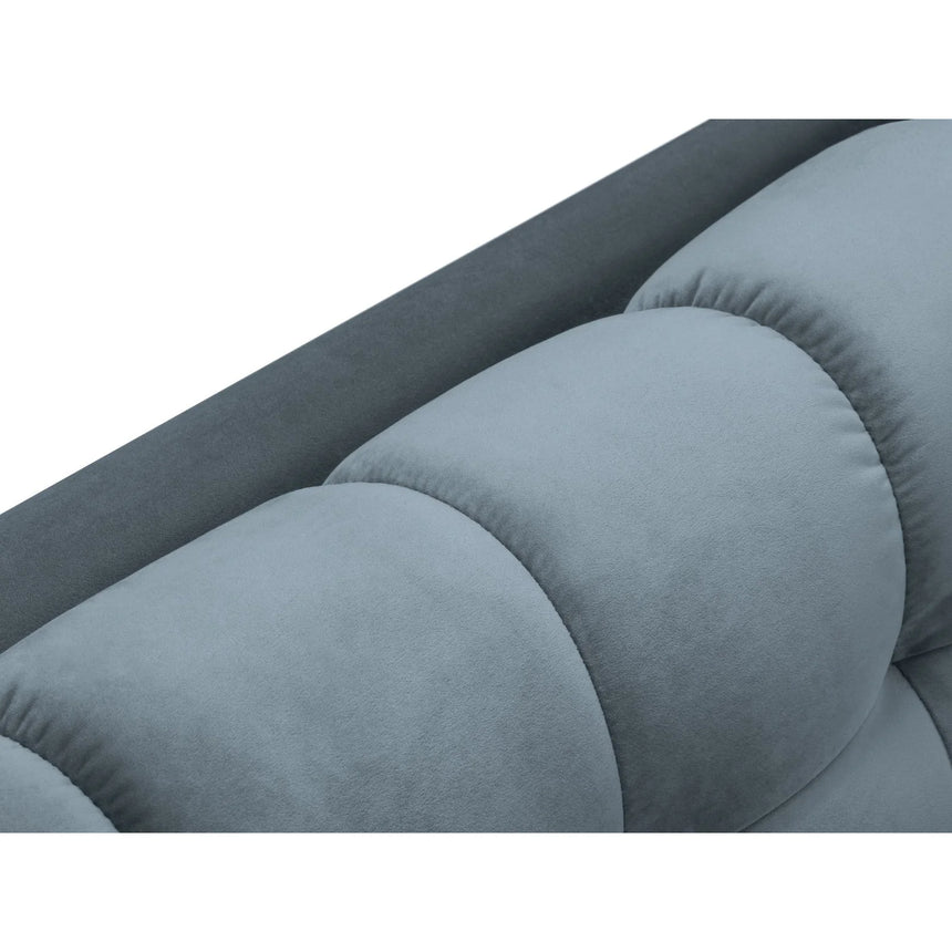 Mamaia 2-Sitzer Chaiselongue Linke Seite, Metallbeine Schwarz, mit Bezug aus Samt (Blu06) in Hellblau, 185x102 cm – Bild 6