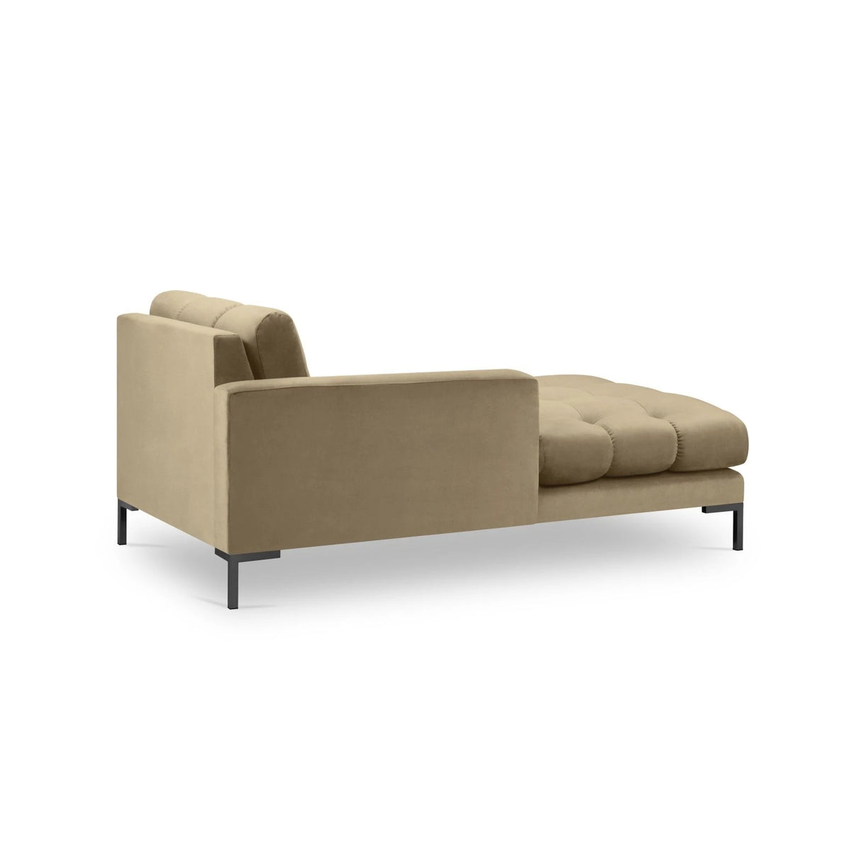 Mamaia 2-Sitzer Chaiselongue Linke Seite, Metallbeine Schwarz, mit Bezug aus Samt (Blu28) in Beige, 185x102 cm – Bild 4