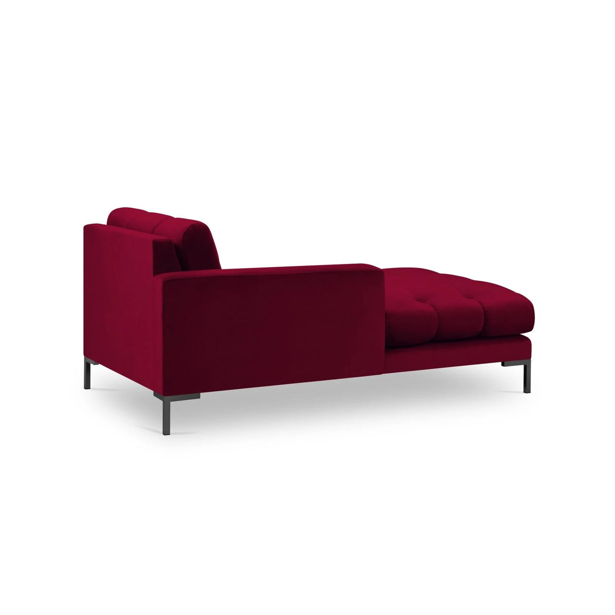 Mamaia 2-Sitzer Chaiselongue Linke Seite, Metallbeine Schwarz, mit Bezug aus Samt (Blu59) in Rot, 185x102 cm – Bild 4