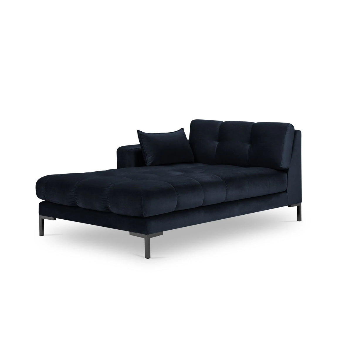 Mamaia 2-Sitzer Chaiselongue Linke Seite, Metallbeine Schwarz, mit Bezug aus Samt (Blu89) in Dunkelblau, 185x102 cm – Bild 1