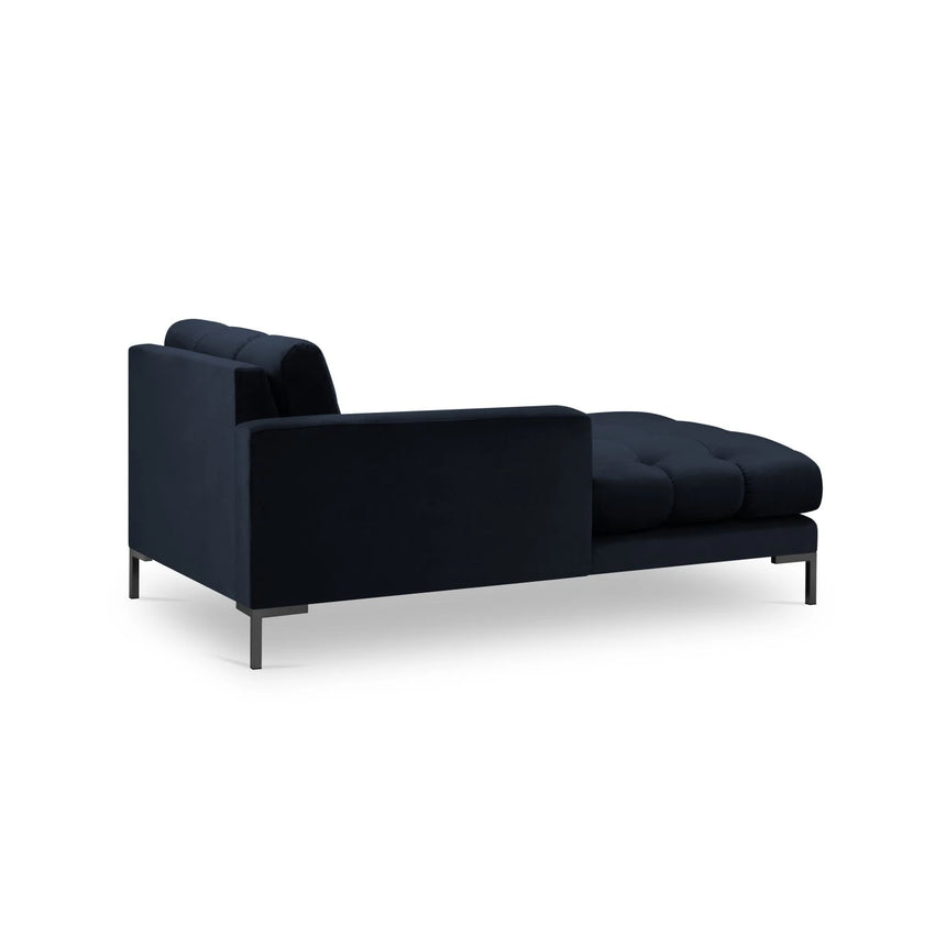 Mamaia 2-Sitzer Chaiselongue Linke Seite, Metallbeine Schwarz, mit Bezug aus Samt (Blu89) in Dunkelblau, 185x102 cm – Bild 4