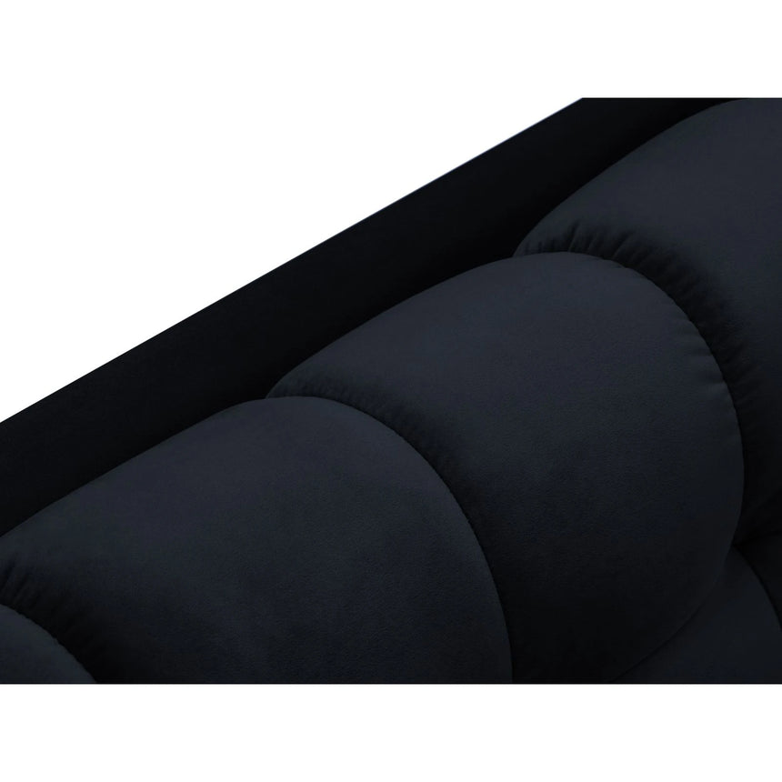 Mamaia 2-Sitzer Chaiselongue Linke Seite, Metallbeine Schwarz, mit Bezug aus Samt (Blu89) in Dunkelblau, 185x102 cm – Bild 6