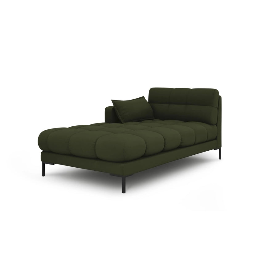 Mamaia 2-Sitzer Chaiselongue Linke Seite, Metallbeine Schwarz, mit Bezug aus Strukturierter Stoff (Nev39) in Grün, 185x102 cm – Bild 1