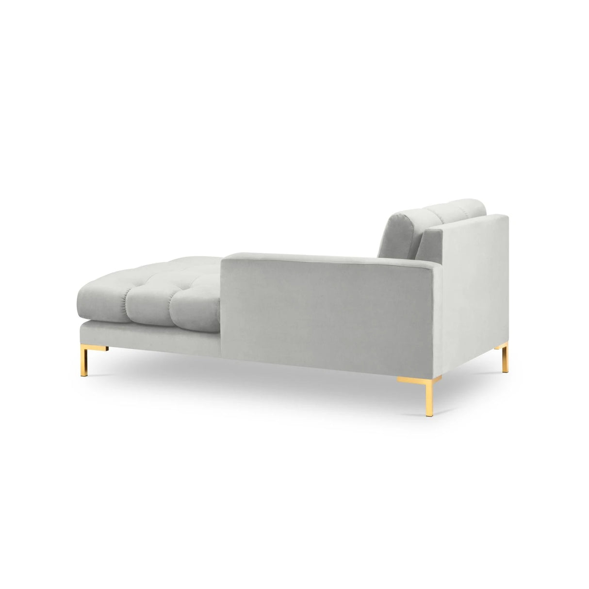 Mamaia 2-Sitzer Chaiselongue Rechte Seite, Beine Goldmetall, mit Bezug aus Samt (Blu03) in Silber, 185x102 cm – Bild 4