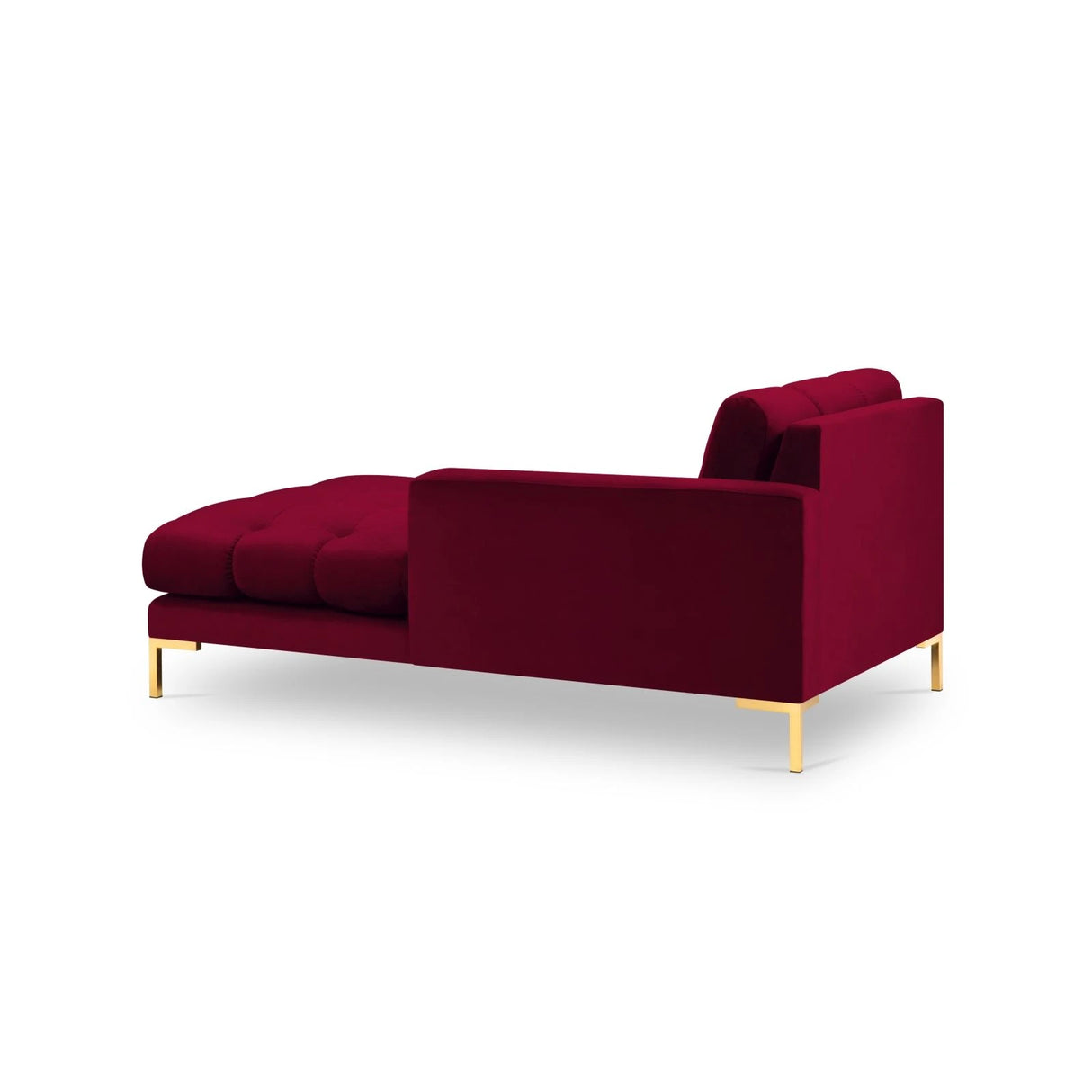 Mamaia 2-Sitzer Chaiselongue Rechte Seite, Beine Goldmetall, mit Bezug aus Samt (Blu59) in Rot, 185x102 cm – Bild 4