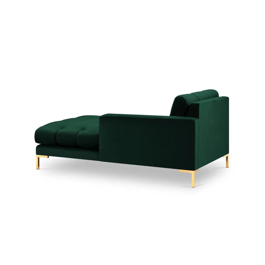 Mamaia 2-Sitzer Chaiselongue Rechte Seite, Beine Goldmetall, mit Bezug aus Samt (Blu78) in Flaschengrün, 185x102 cm – Bild 4