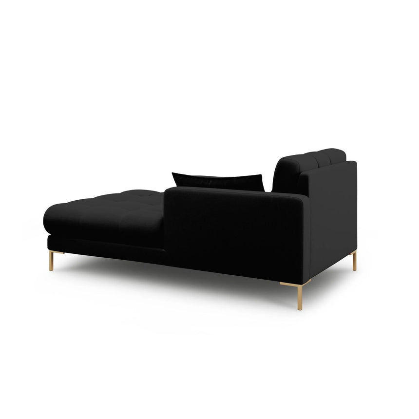 Mamaia 2-Sitzer Chaiselongue Rechte Seite, Beine Goldmetall, mit Bezug aus Strukturierter Stoff (Nev100) in Schwarz, 185x102 cm – Bild 3