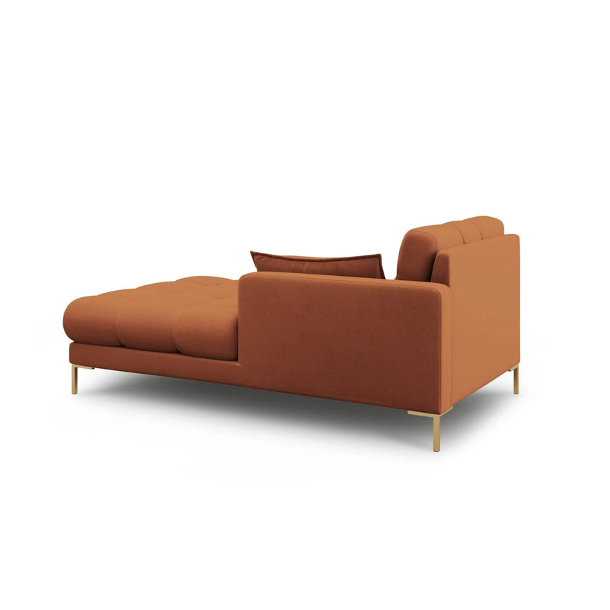 Mamaia 2-Sitzer Chaiselongue Rechte Seite, Beine Goldmetall, mit Bezug aus Strukturierter Stoff (Nev52) in Ziegel, 185x102 cm – Bild 3