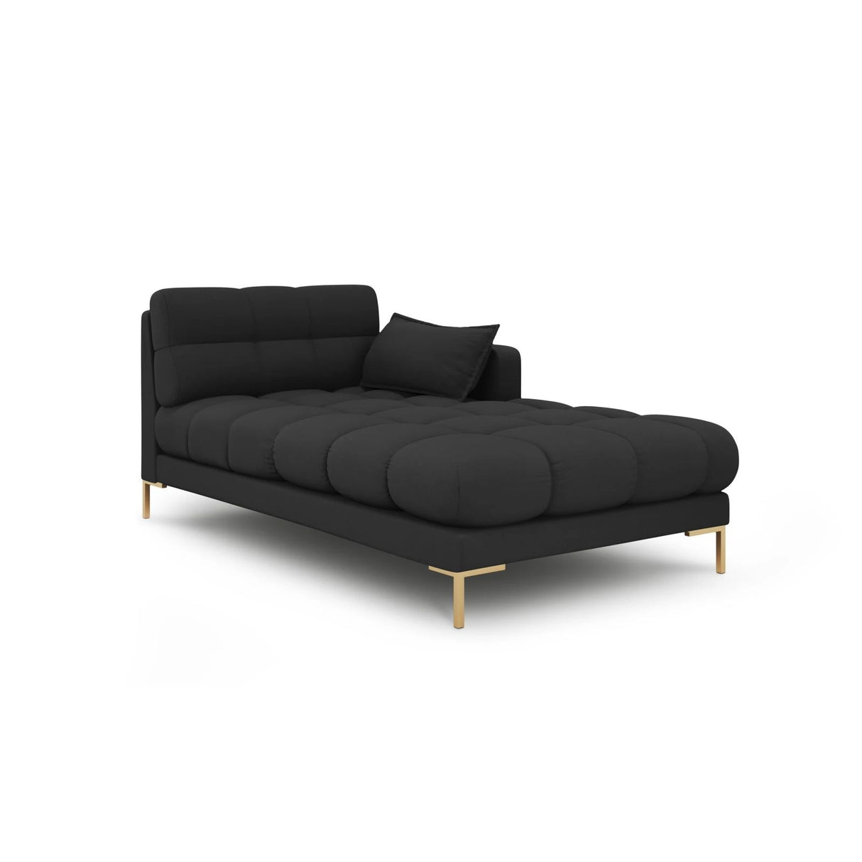 Mamaia 2-Sitzer Chaiselongue Rechte Seite, Beine Goldmetall, mit Bezug aus Strukturierter Stoff (Nev97) in Dunkelgrau, 185x102 cm – Bild 1
