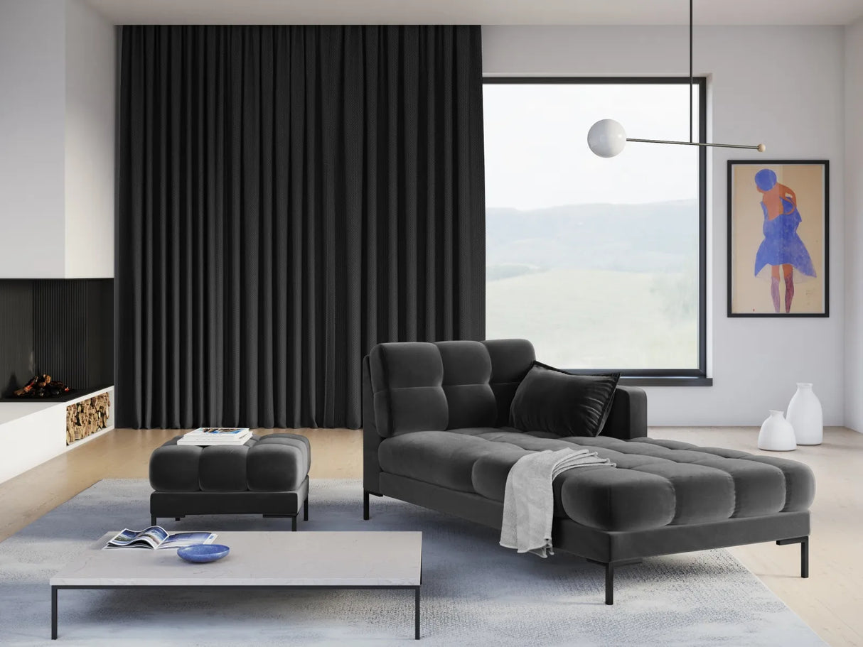 Mamaia 2-Sitzer Chaiselongue Rechte Seite, Metallbeine Schwarz, mit Bezug aus Samt (Blu18) in Dunkelgrau, 185x102 cm – Bild 2