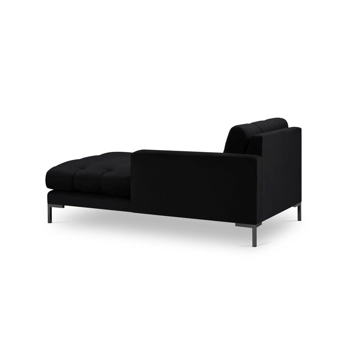 Mamaia 2-Sitzer Chaiselongue Rechte Seite, Metallbeine Schwarz, mit Bezug aus Samt (Blu19) in Schwarz, 185x102 cm – Bild 4