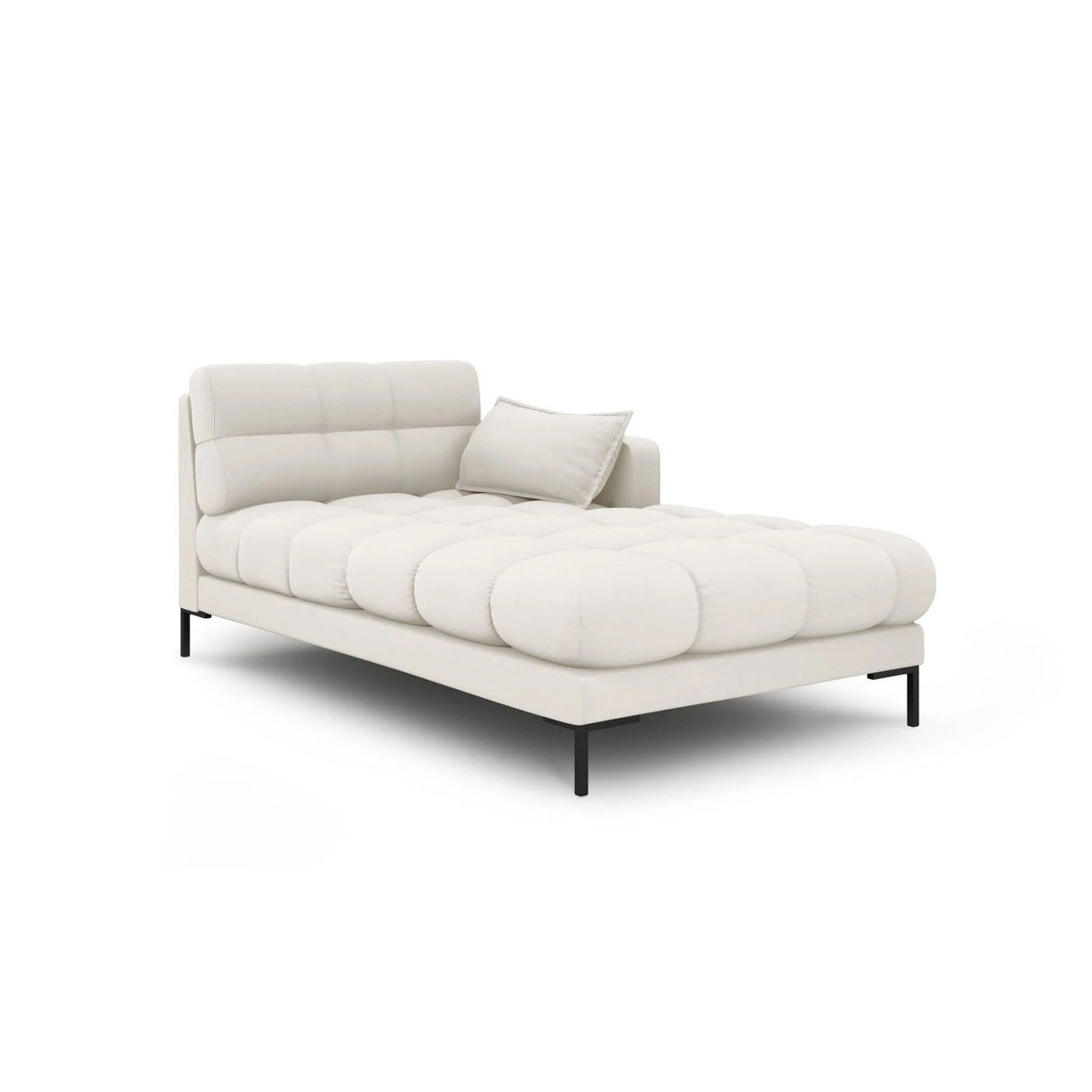 Mamaia 2-Sitzer Chaiselongue Rechte Seite, Metallbeine Schwarz, mit Bezug aus Samt oder Strukturstoff, 185x102 cm – Bild 1