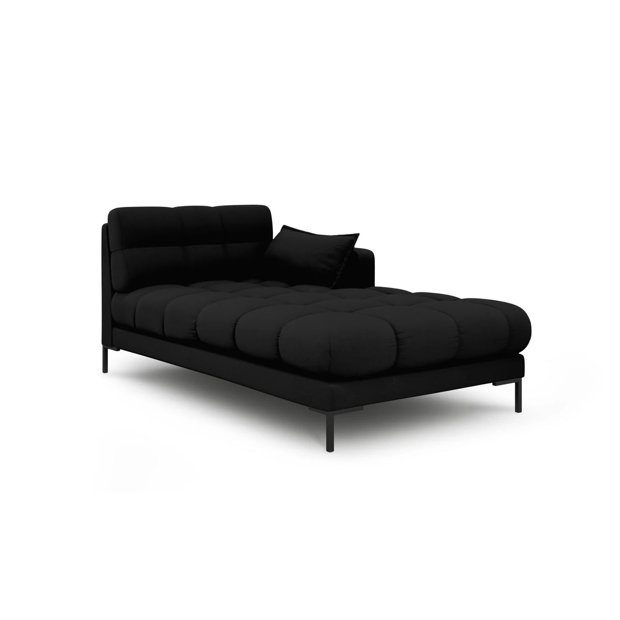 Mamaia 2-Sitzer Chaiselongue Rechte Seite, Metallbeine Schwarz, mit Bezug aus Strukturierter Stoff (Nev100) in Schwarz, 185x102 cm – Bild 1