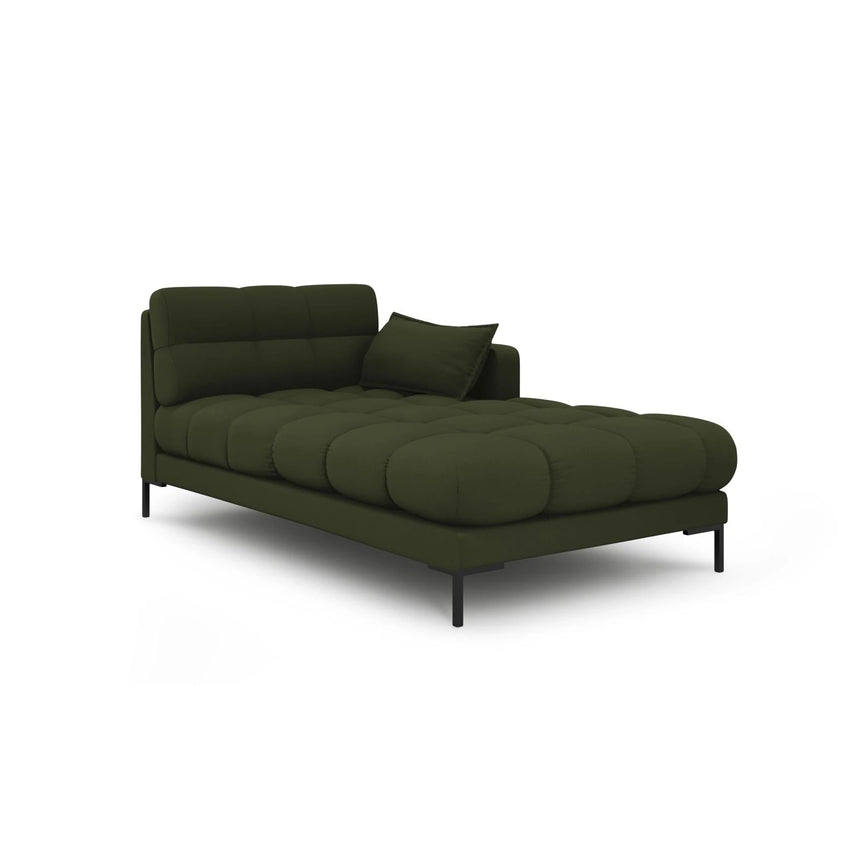 Mamaia 2-Sitzer Chaiselongue Rechte Seite, Metallbeine Schwarz, mit Bezug aus Strukturierter Stoff (Nev39) in Grün, 185x102 cm – Bild 1