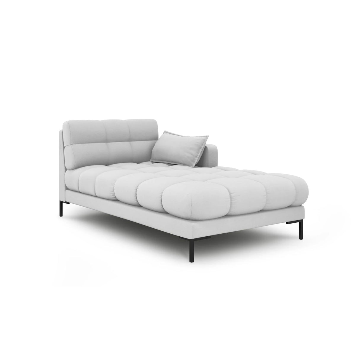 Mamaia 2-Sitzer Chaiselongue Rechte Seite, Metallbeine Schwarz, mit Bezug aus Strukturierter Stoff (Nev80) in Hellgrau, 185x102 cm – Bild 1