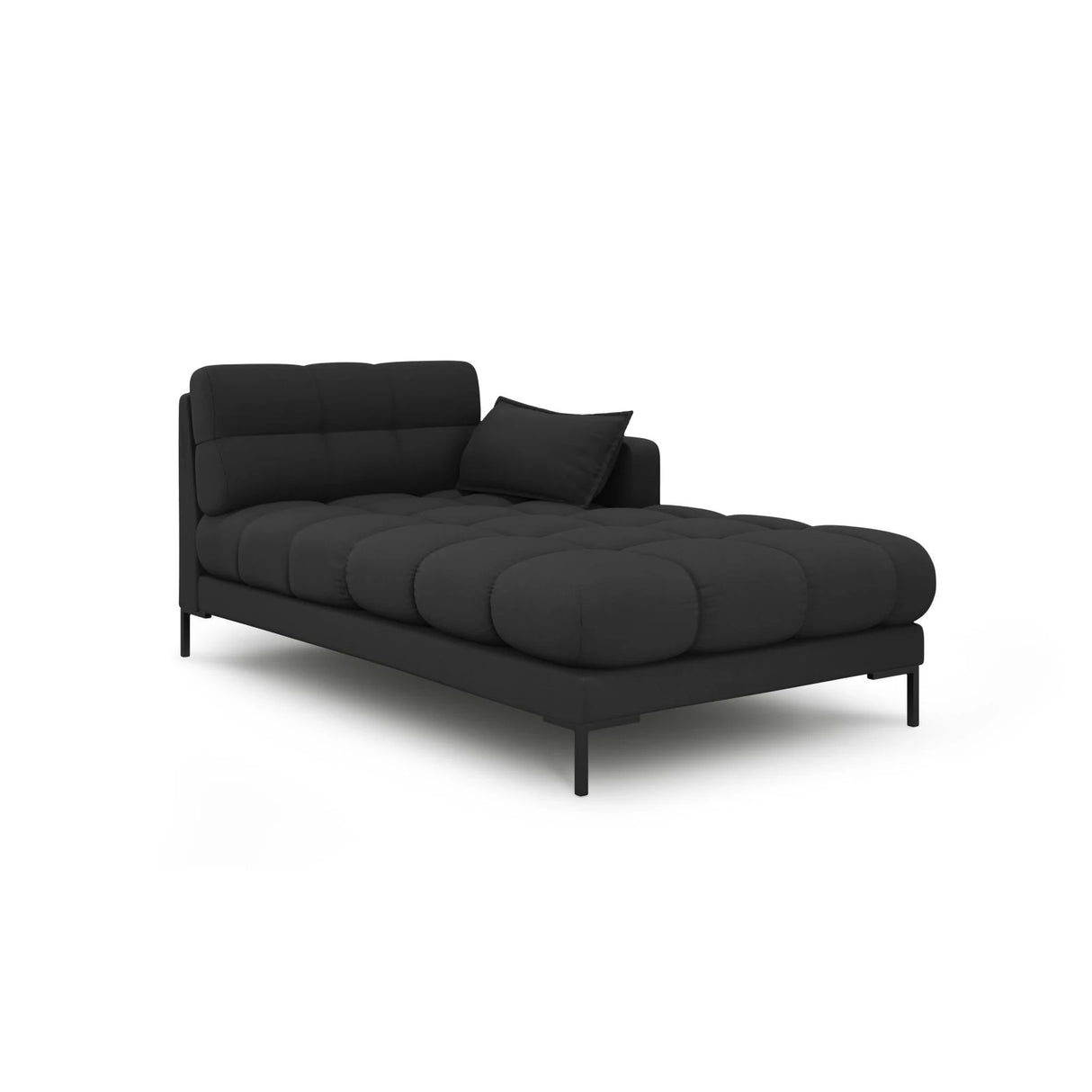 Mamaia 2-Sitzer Chaiselongue Rechte Seite, Metallbeine Schwarz, mit Bezug aus Strukturierter Stoff (Nev97) in Dunkelgrau, 185x102 cm – Bild 1