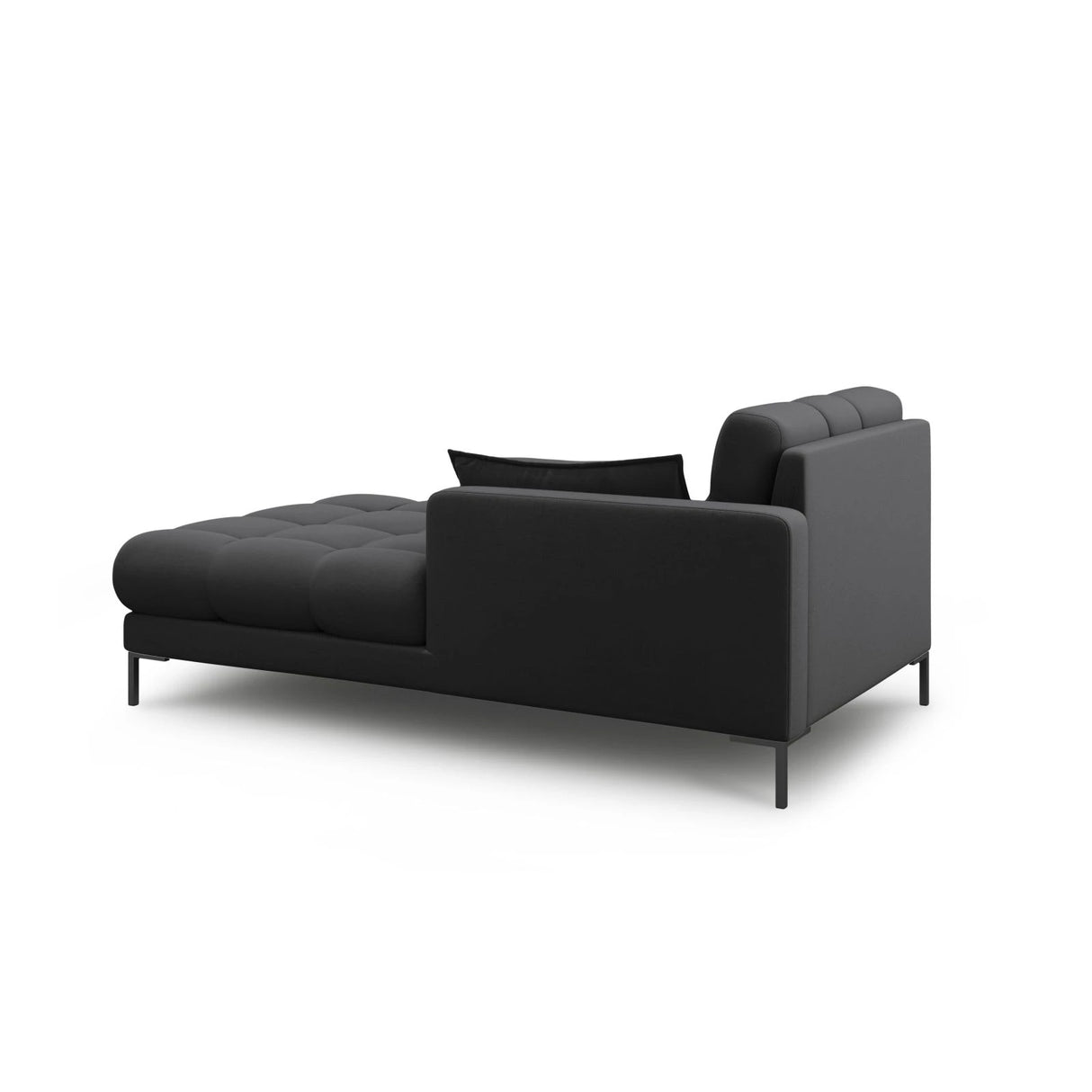 Mamaia 2-Sitzer Chaiselongue Rechte Seite, Metallbeine Schwarz, mit Bezug aus Strukturierter Stoff (Nev97) in Dunkelgrau, 185x102 cm – Bild 3