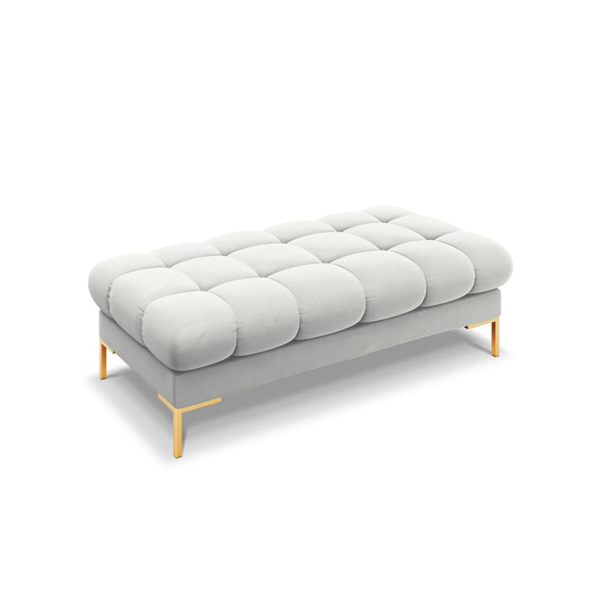 Mamaia 2-Sitzer Sitz-Bank, Beine Goldmetall, mit Bezug aus Samt (Blu03) in Silber, 62x133 cm – Bild 1