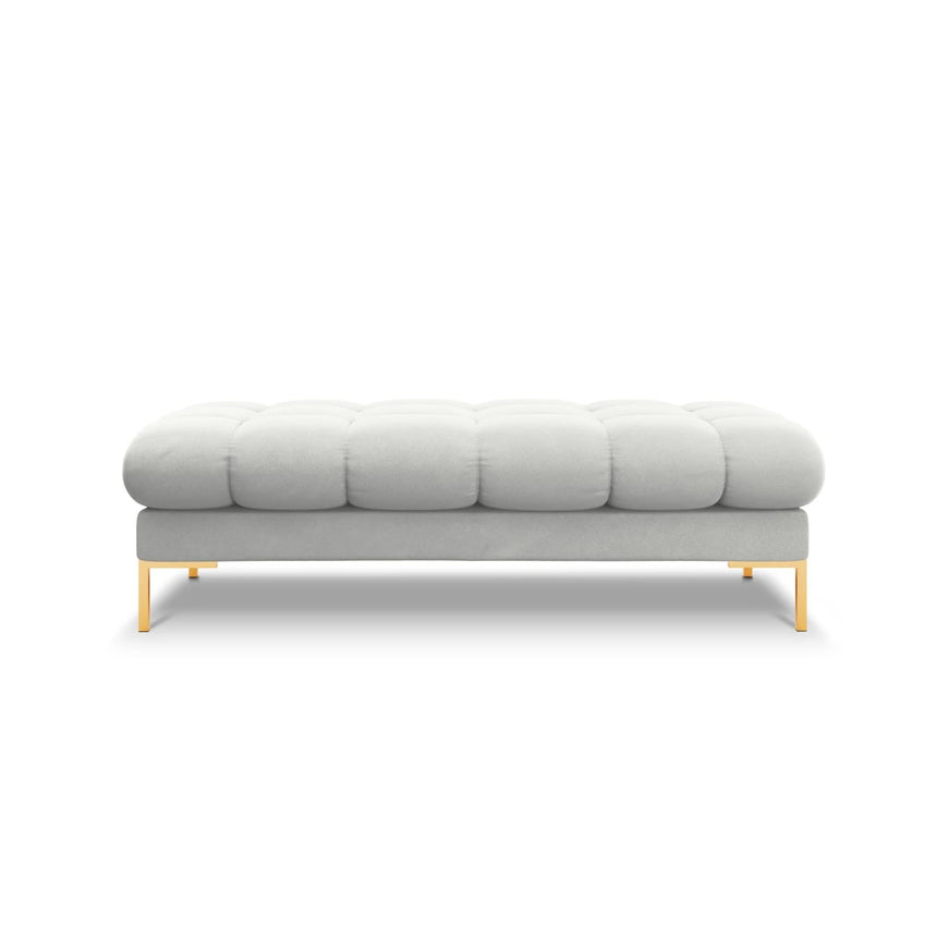 Mamaia 2-Sitzer Sitz-Bank, Beine Goldmetall, mit Bezug aus Samt (Blu03) in Silber, 62x133 cm – Bild 3