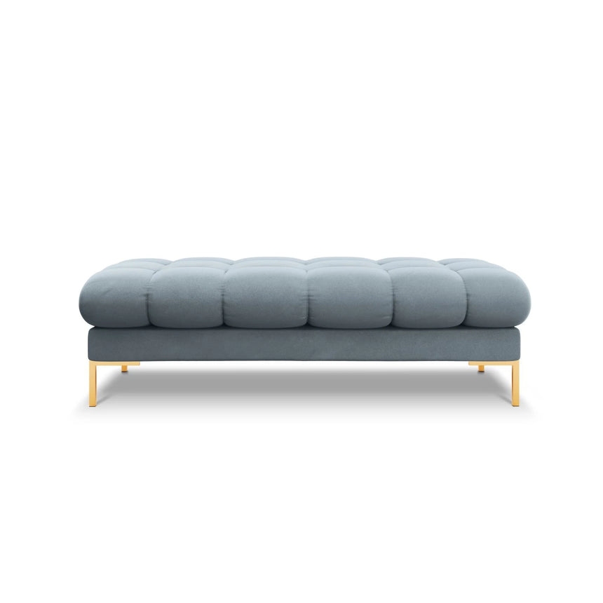 Mamaia 2-Sitzer Sitz-Bank, Beine Goldmetall, mit Bezug aus Samt (Blu06) in Hellblau, 62x133 cm – Bild 3