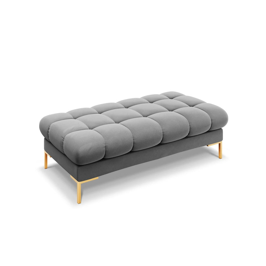 Mamaia 2-Sitzer Sitz-Bank, Beine Goldmetall, mit Bezug aus Samt (Blu13) in Hellgrau, 62x133 cm – Bild 1