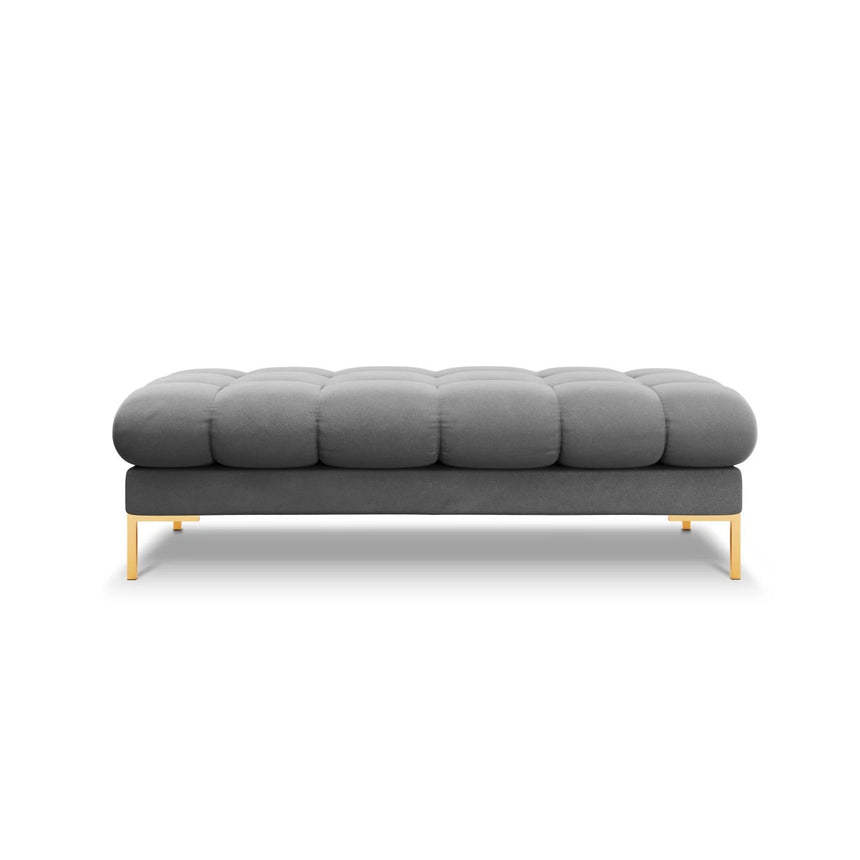 Mamaia 2-Sitzer Sitz-Bank, Beine Goldmetall, mit Bezug aus Samt (Blu13) in Hellgrau, 62x133 cm – Bild 3