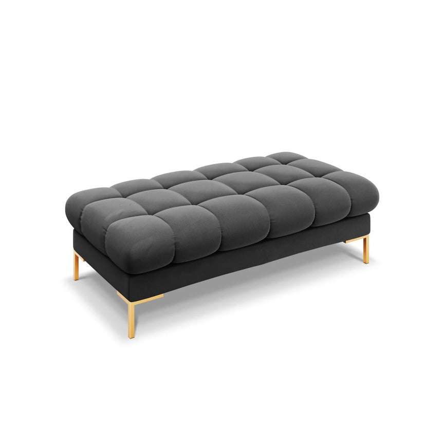 Mamaia 2-Sitzer Sitz-Bank, Beine Goldmetall, mit Bezug aus Samt (Blu18) in Dunkelgrau, 62x133 cm – Bild 1