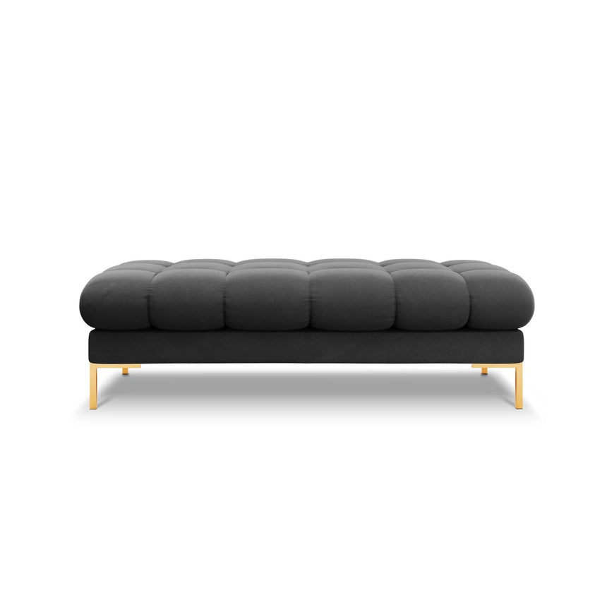 Mamaia 2-Sitzer Sitz-Bank, Beine Goldmetall, mit Bezug aus Samt (Blu18) in Dunkelgrau, 62x133 cm – Bild 3