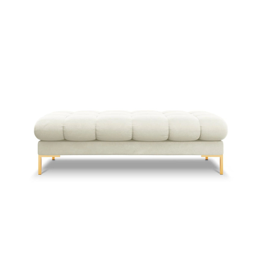 Mamaia 2-Sitzer Sitz-Bank, Beine Goldmetall, mit Bezug aus Samt (Blu22) in Leichtes Beige, 62x133 cm – Bild 3