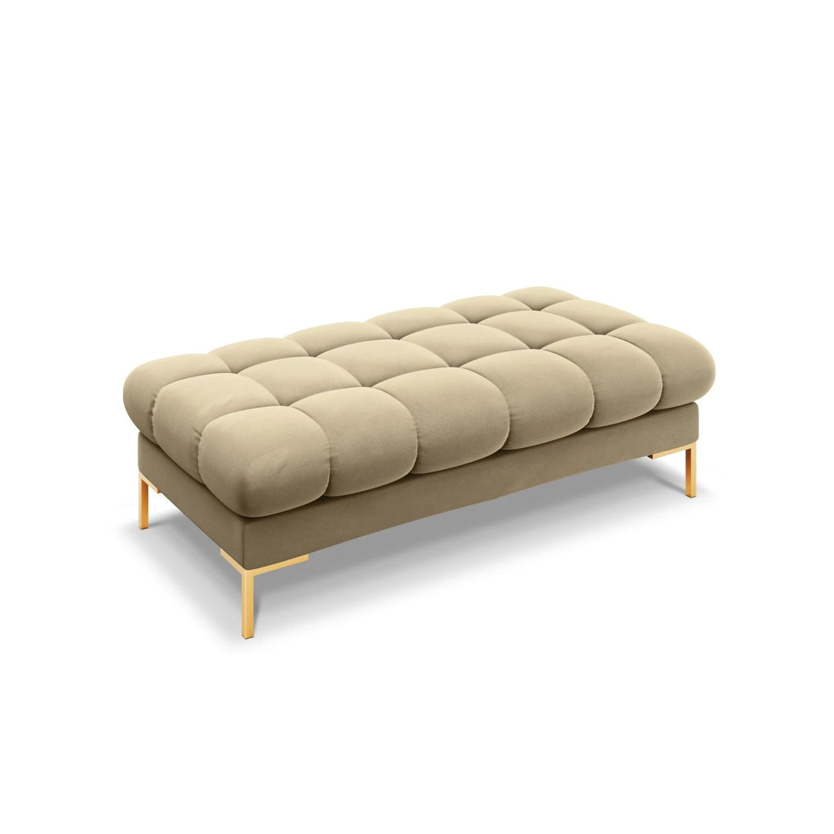 Mamaia 2-Sitzer Sitz-Bank, Beine Goldmetall, mit Bezug aus Samt (Blu28) in Beige, 62x133 cm – Bild 1