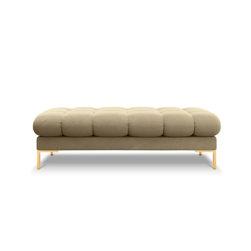 Mamaia 2-Sitzer Sitz-Bank, Beine Goldmetall, mit Bezug aus Samt (Blu28) in Beige, 62x133 cm – Bild 3
