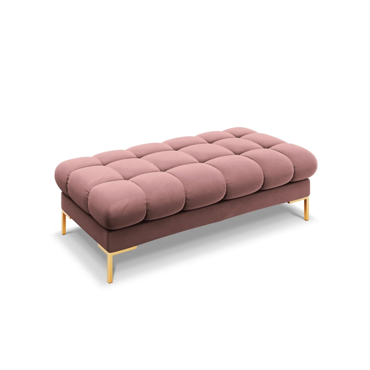 Mamaia 2-Sitzer Sitz-Bank, Beine Goldmetall, mit Bezug aus Samt (Blu52) in Rosa, 62x133 cm – Bild 1