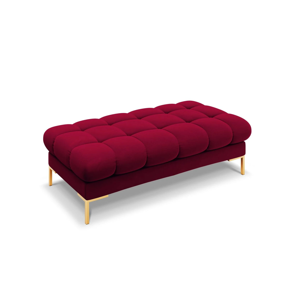 Mamaia 2-Sitzer Sitz-Bank, Beine Goldmetall, mit Bezug aus Samt (Blu59) in Rot, 62x133 cm – Bild 1