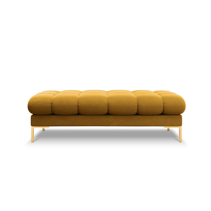 Mamaia 2-Sitzer Sitz-Bank, Beine Goldmetall, mit Bezug aus Samt (Blu68) in Gelb, 62x133 cm – Bild 3
