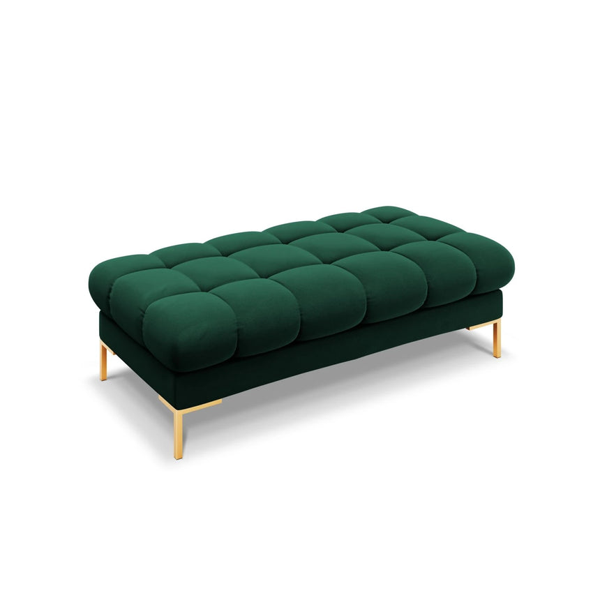 Mamaia 2-Sitzer Sitz-Bank, Beine Goldmetall, mit Bezug aus Samt (Blu78) in Flaschengrün, 62x133 cm – Bild 1