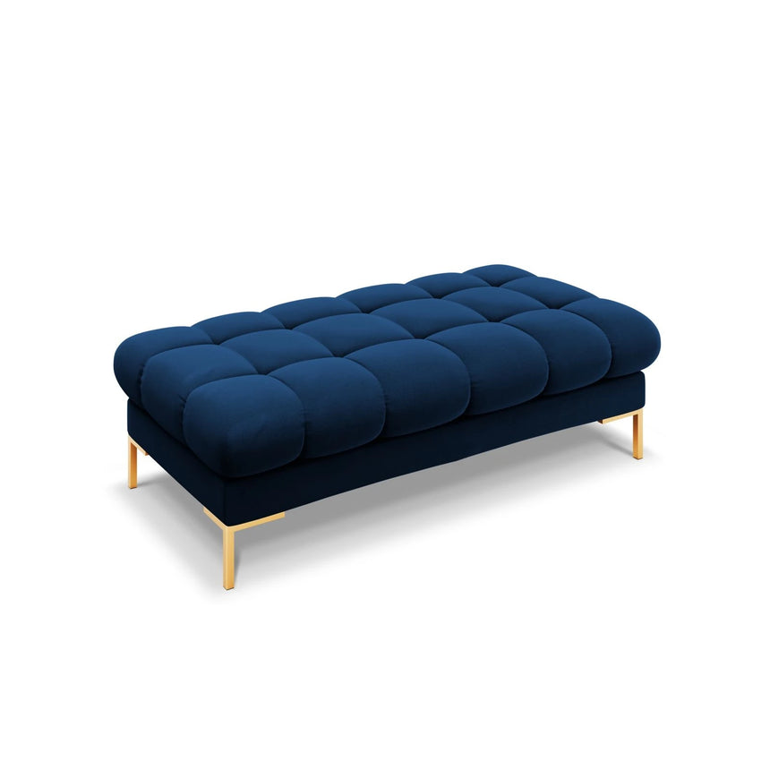Mamaia 2-Sitzer Sitz-Bank, Beine Goldmetall, mit Bezug aus Samt (Blu86) in Königsblau, 62x133 cm – Bild 1