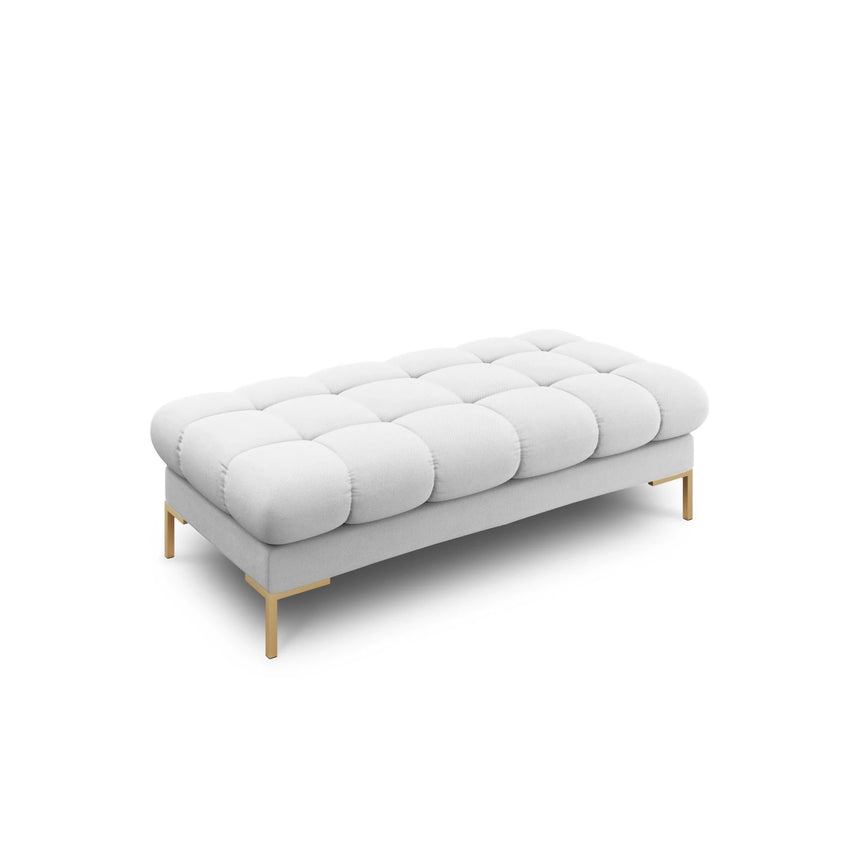 Mamaia 2-Sitzer Sitz-Bank, Beine Goldmetall, mit Bezug aus Strukturierter Stoff (Nev80) in Hellgrau, 62x133 cm – Bild 1