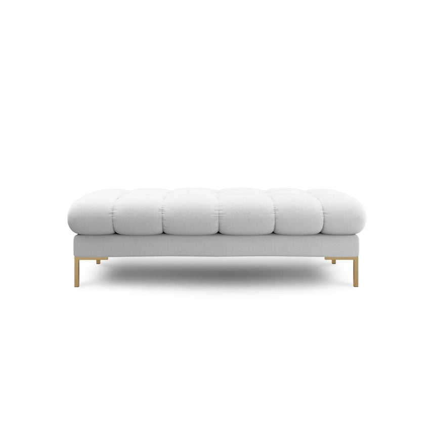 Mamaia 2-Sitzer Sitz-Bank, Beine Goldmetall, mit Bezug aus Strukturierter Stoff (Nev80) in Hellgrau, 62x133 cm – Bild 3