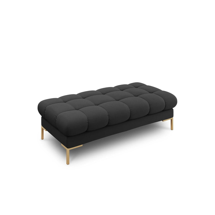 Mamaia 2-Sitzer Sitz-Bank, Beine Goldmetall, mit Bezug aus Strukturierter Stoff (Nev97) in Dunkelgrau, 62x133 cm – Bild 1
